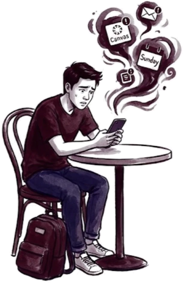 Oliver stressed at cafe